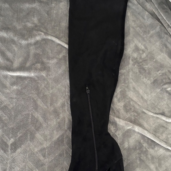 Black Velvet Thigh High Boots - Picture 3 of 3